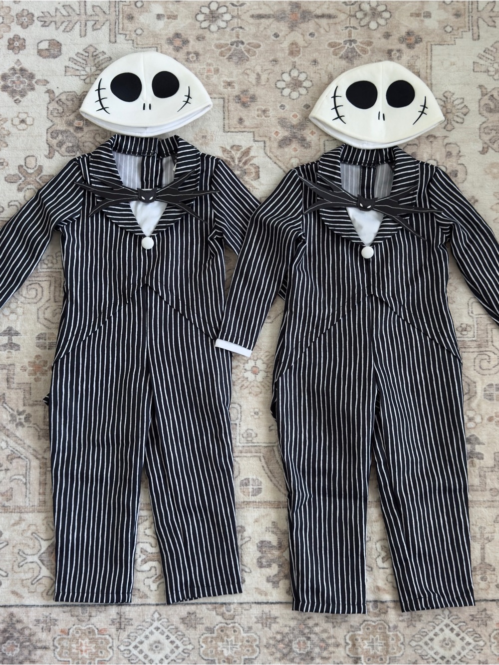 Disney Jack Skellington Pinstripe One-Piece Footie in Black & White